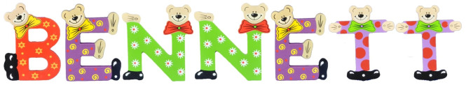 Playshoes Kinder Holz-Buchstaben Namen-Set BENNETT - sortiert