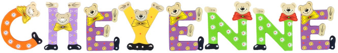 Playshoes Kinder Holz-Buchstaben Namen-Set CHEYENNE - sortiert