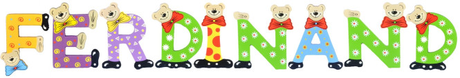Playshoes Kinder Holz-Buchstaben Namen-Set FERDINAND - sortiert
