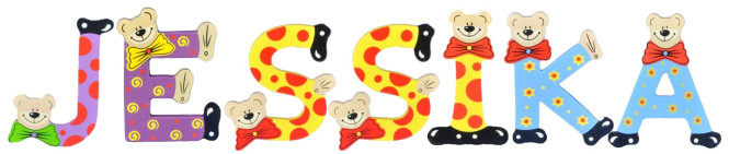 Playshoes Kinder Holz-Buchstaben Namen-Set JESSIKA - sortiert
