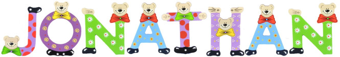 Playshoes Kinder Holz-Buchstaben Namen-Set JONATHAN - sortiert