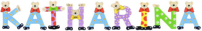 Playshoes Kinder Holz-Buchstaben Namen-Set KATHARINA - sortiert