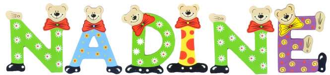 Playshoes Kinder Holz-Buchstaben Namen-Set NADINE - sortiert