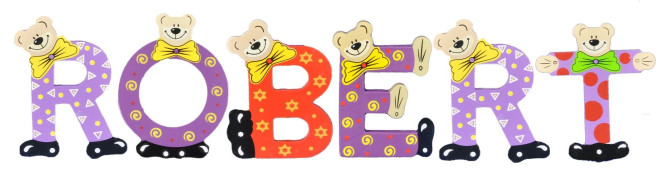 Playshoes Kinder Holz-Buchstaben Namen-Set ROBERT - sortiert