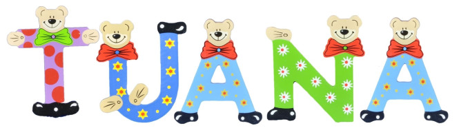 Playshoes Kinder Holz-Buchstaben Namen-Set TUANA - sortiert