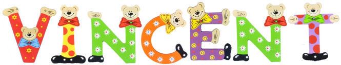 Playshoes Kinder Holz-Buchstaben Namen-Set VINCENT - sortiert