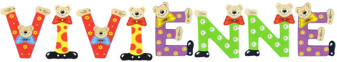 Playshoes Kinder Holz-Buchstaben Namen-Set VIVIENNE - sortiert