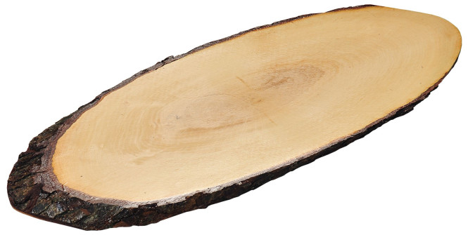 Rinden-Servierbrett aus Erlenholz, ca. 40 - 49 cm x17 cm, Büfett Servierplatte Materialstärke 1,5 cm, Brotzeitplatte