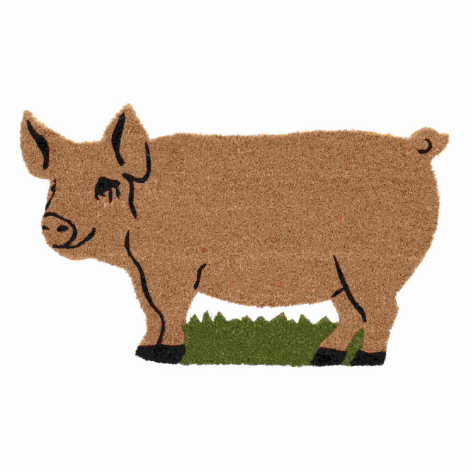 Rivanto® Kokosmatte Schwein 75 x 45 x 1,7 cm Kokosfaser/PVC, Braun, Fußabstreifer, Schuhablage