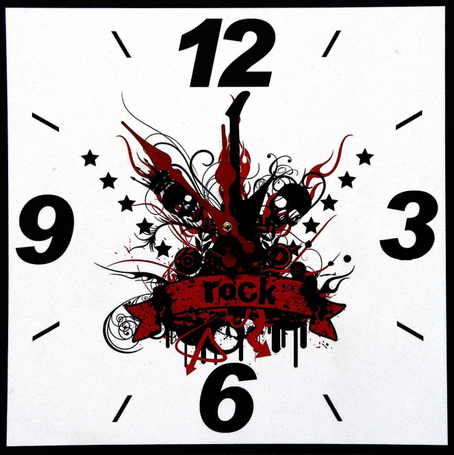Rivanto® moderne Wanduhr mit dem Motiv Rock Gitarre