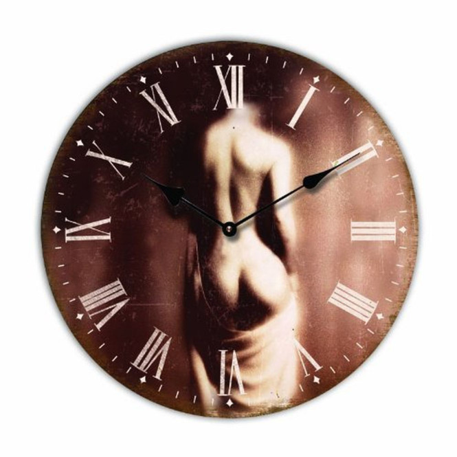 Rivanto® runde Wanduhr mit einem Erotik mit Niveau Motiv, 30 cm Ø