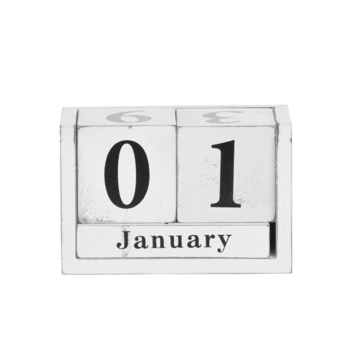 Rivanto Tisch Dauerkalender aus Holz, in weiß