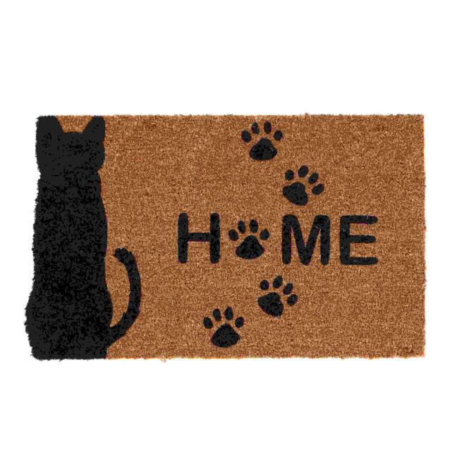 Rivanto® Türmatte Kokos Katze Home 75 x 45 x 1,7 cm Kokosfaser/PVC, Braun, Fußabstreifer, Schuhablage