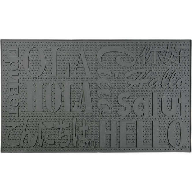 Rivanto® Türmatte Willkommen, L 45 x B 75 x H 0,8 cm, Türmatte rechteckig aus PVC, Tür Vorleger, Fussabstreifer, Schuhmatte, grau