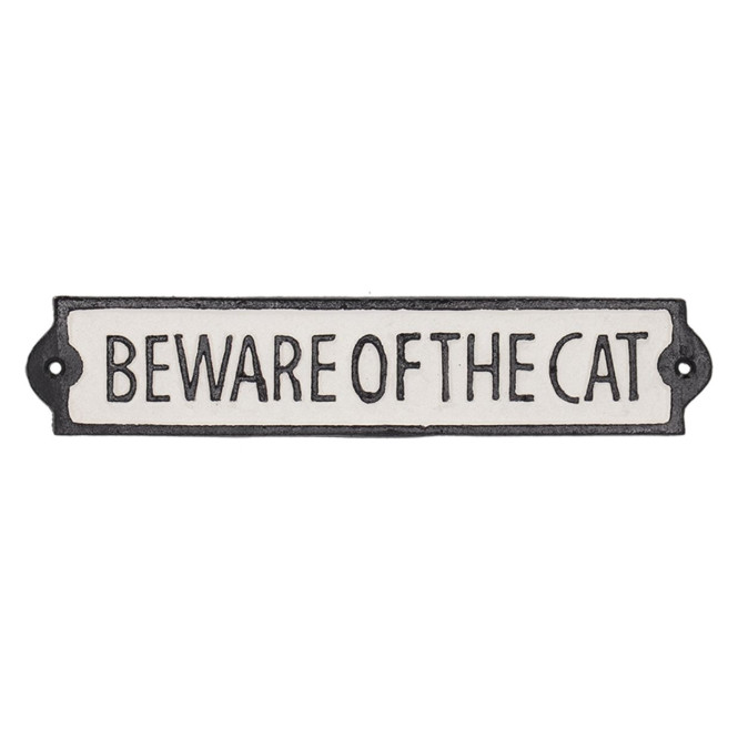 Rivanto® Türschild beware of the cat 21 x 1 x 5 cm Gusseisen Gartentor Schild Vorsicht vor der Katze