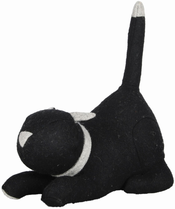 2 Stück Rivanto® Türstopper Katze, ca. 1,5 kg, in schwarz, mit aufgestelltem Schwanz, lustiger Türkeil, 26,4 x 14,2 x 30,5 cm