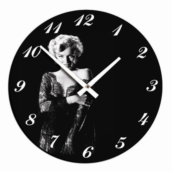 Rivanto® Wanduhr mit einem Durchmesser von 34 cm, mit dem Motiv Marilyn Black