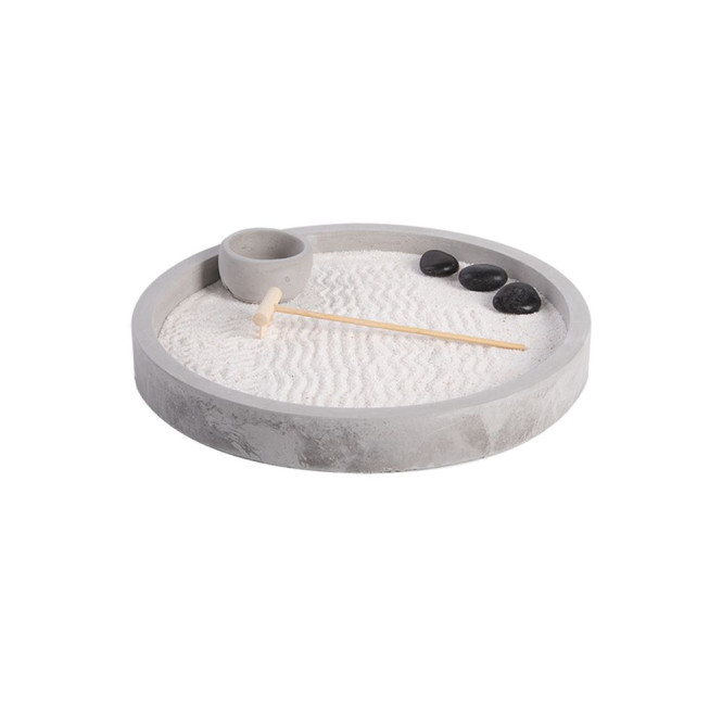 Rivanto® Zen Garten Rund, in Geschenkverpackung, Ø 24 cm, Meditativ für Wohnzimmer, Büro