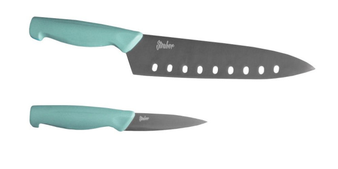 Steuber 2-tlg. Messer Set, Chefmesser & Spickmesser, scharfe Titanium-beschichtete Stahlklingen, ergonomischer Griff