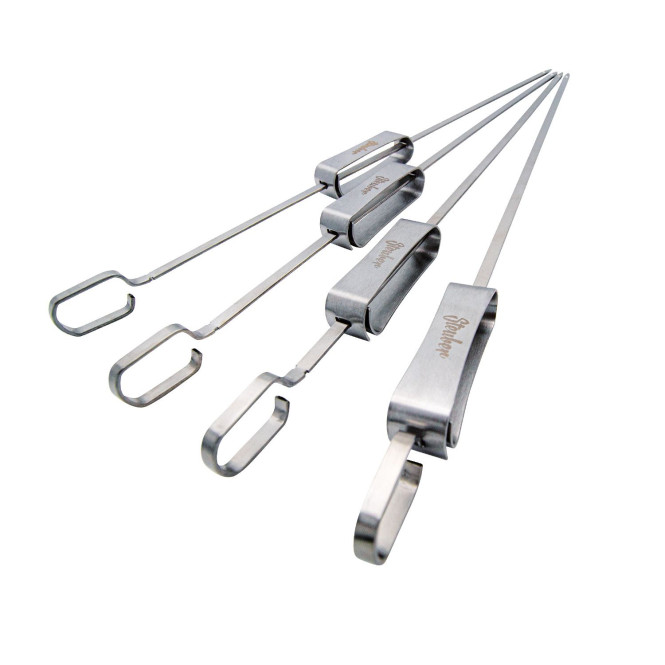 Steuber Premium Line 4er Set Edelstahl Grillspieße mit Schieber, Länge 40 cm, lange Fleisch-Spieße