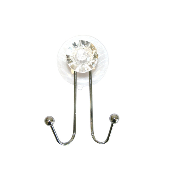 TOP STAR - Doppelhaken Kristall verchromt 4 Farben m.Saugnapf