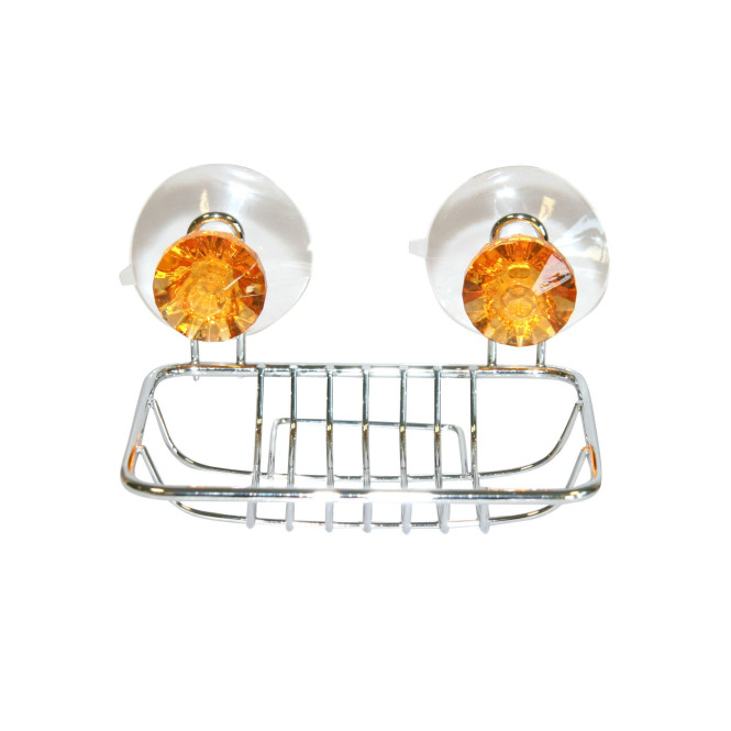 TOP STAR - Seifenschale Kristall verchromt 4 Farben 2 Saugnäpfe