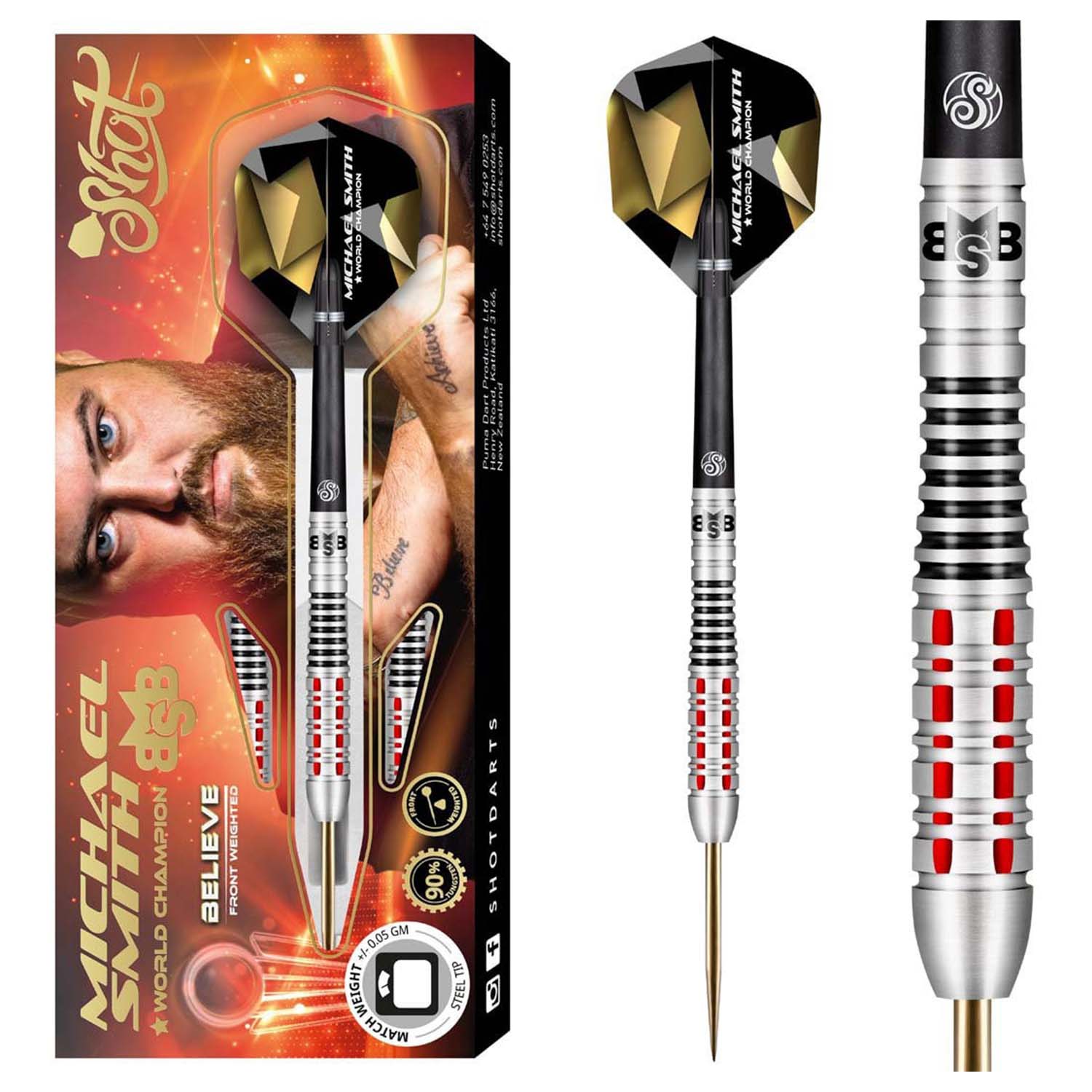 Shot Michael Smith Believe Steeldarts 90% 23g
