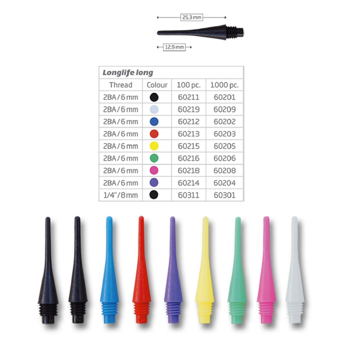 BULL`S Longlife Long 6mm (2BA)  100 Pack - wei?