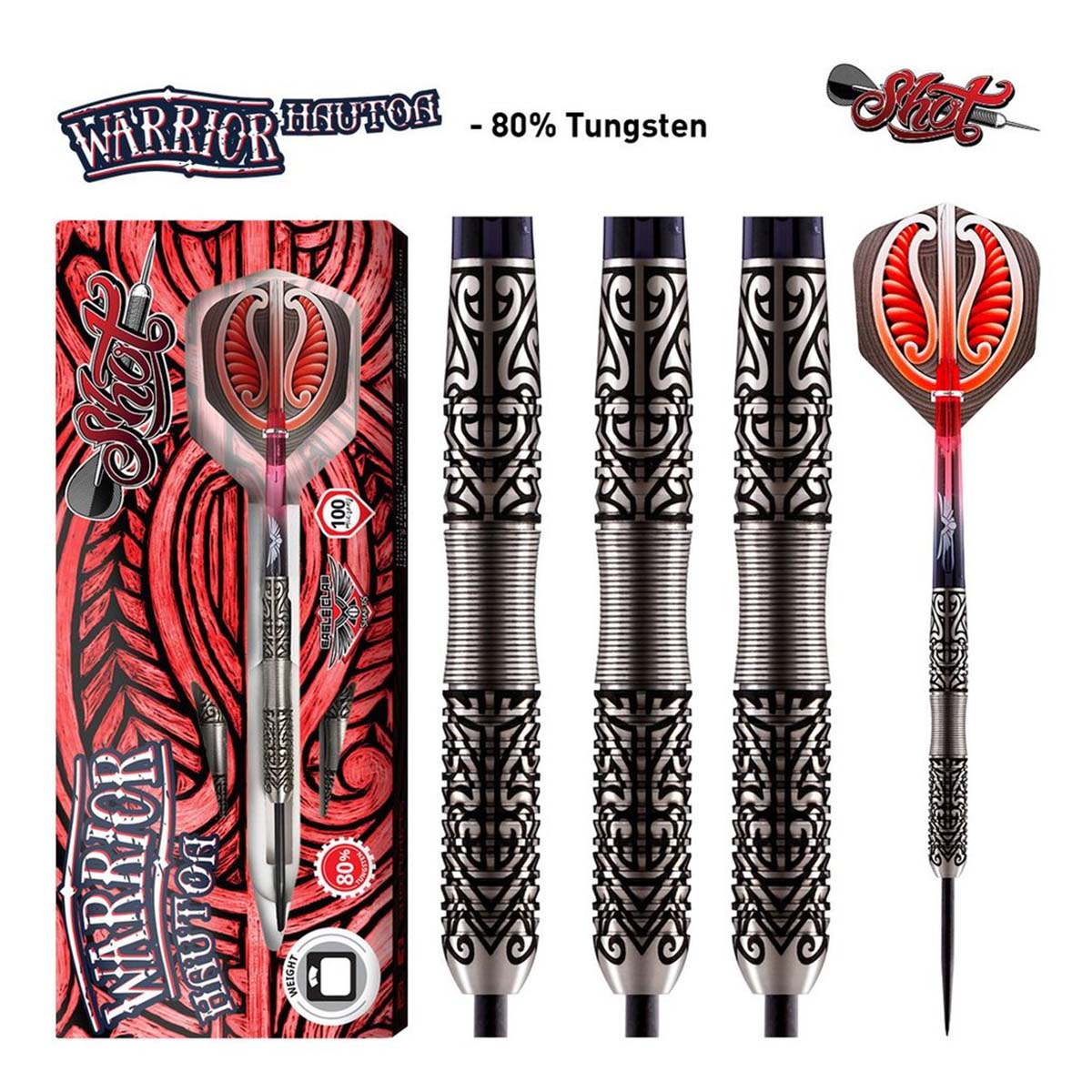 Warrior Hautoa Steel Tip Dart Set - 80% Tungsten 26g
