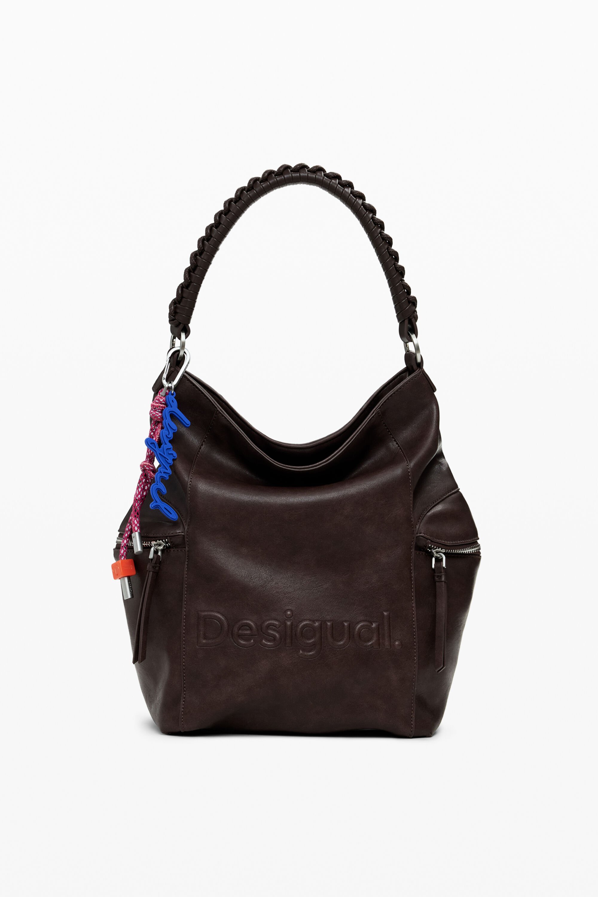 Desigual, Rucksack in Wildlederoptik mit großem Logo, Damen, Polyurethan, Braun, U