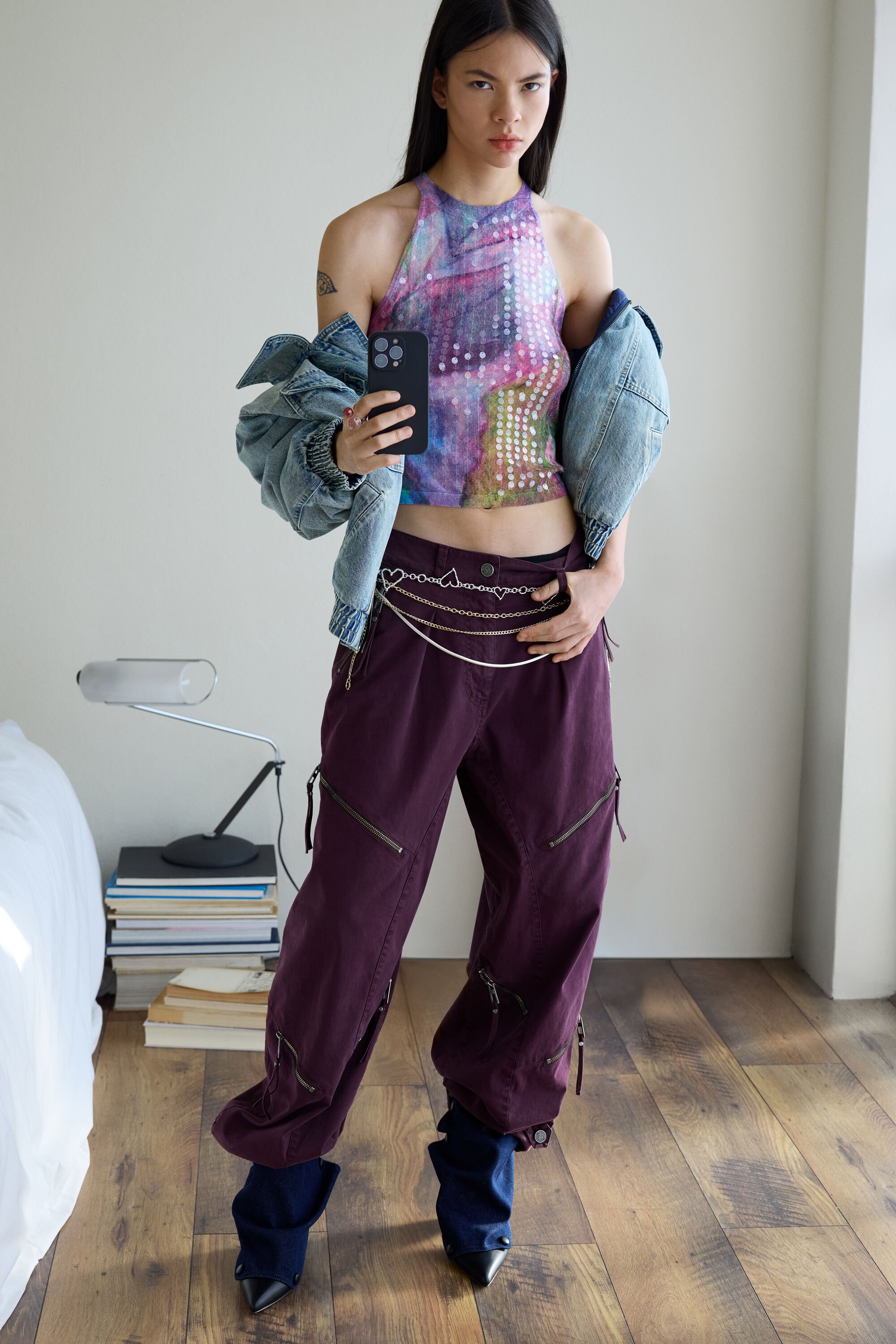 Desigual, Halter-T-Shirt mit Pailletten, Damen, Rot, M