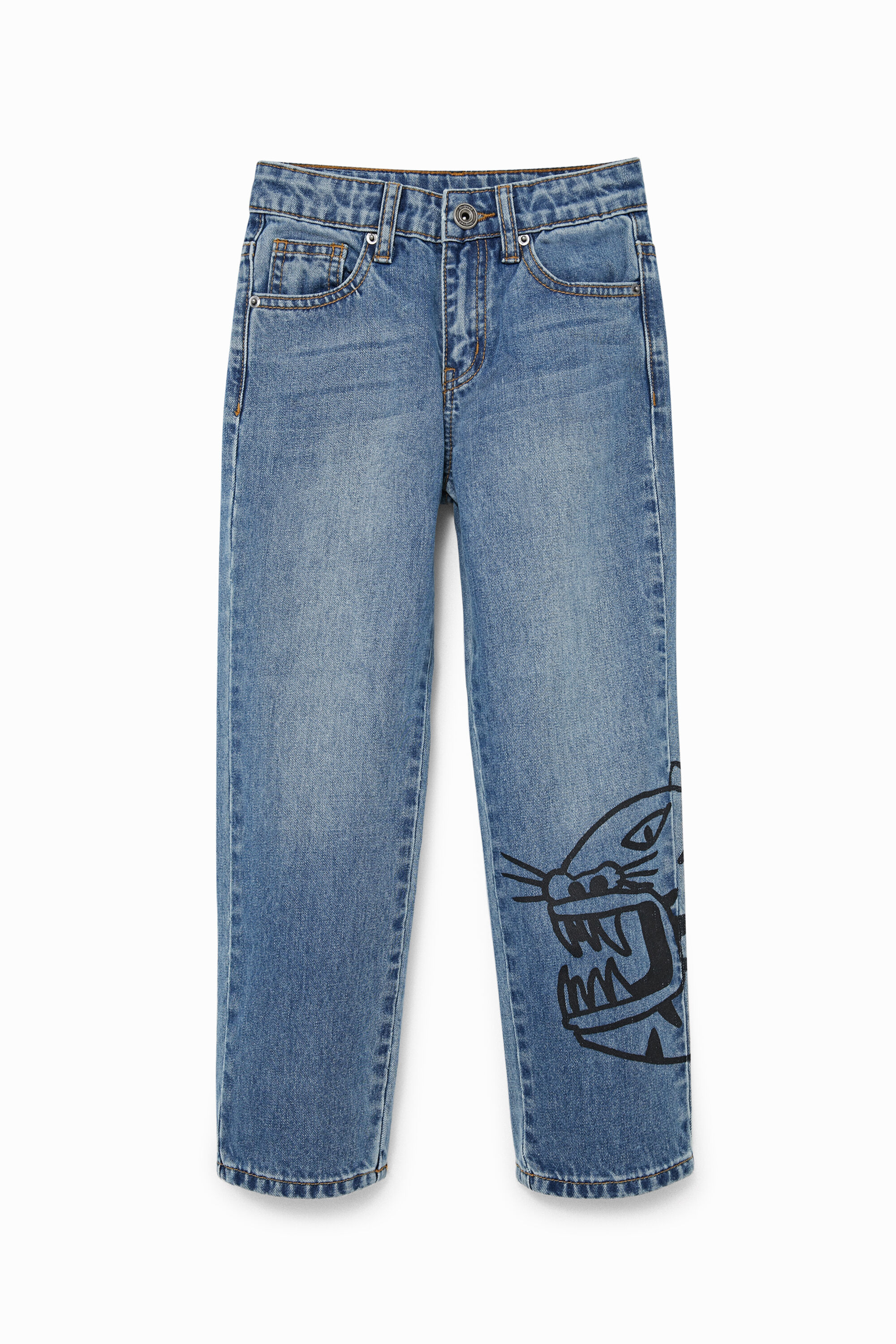 Desigual, Gerade geschnittene Jeans Tiger, Kinder, Baumwolle, Blau, 7/8
