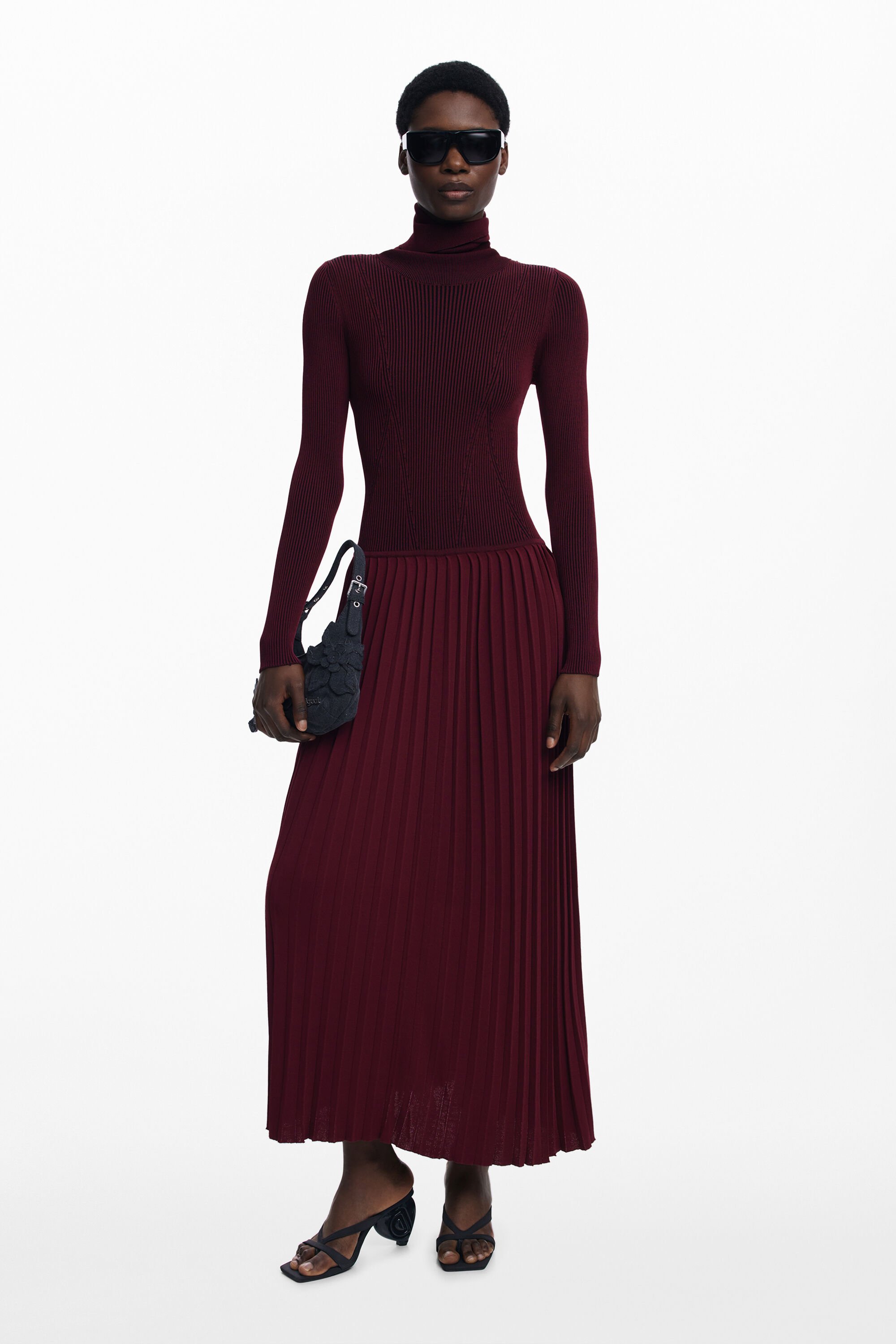 Desigual, Plissiertes langes Kleid, Damen, Rot, S