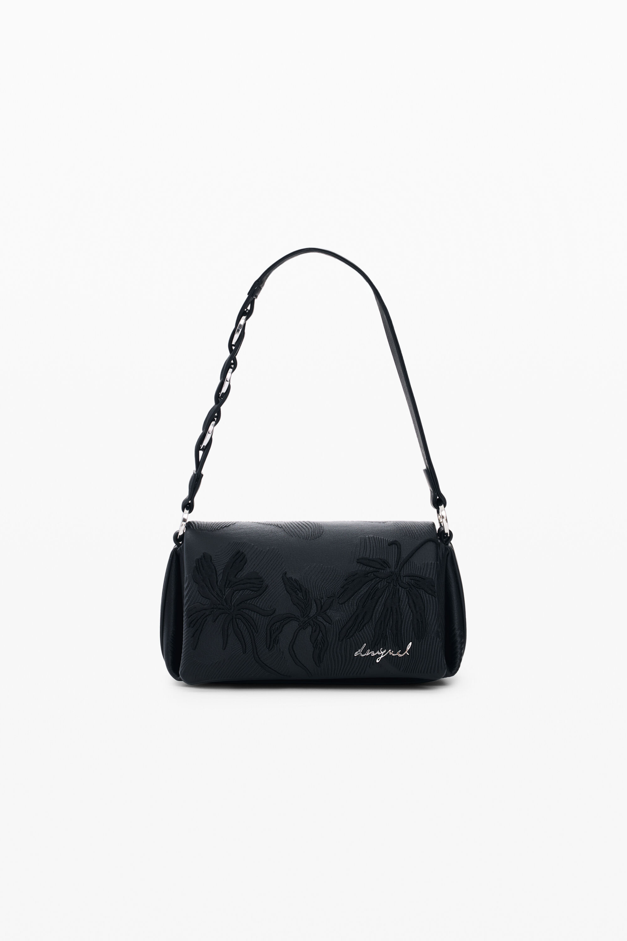 Desigual, Kleine Tasche mit Blumenprägung, Damen, Polyurethan, Schwarz, U