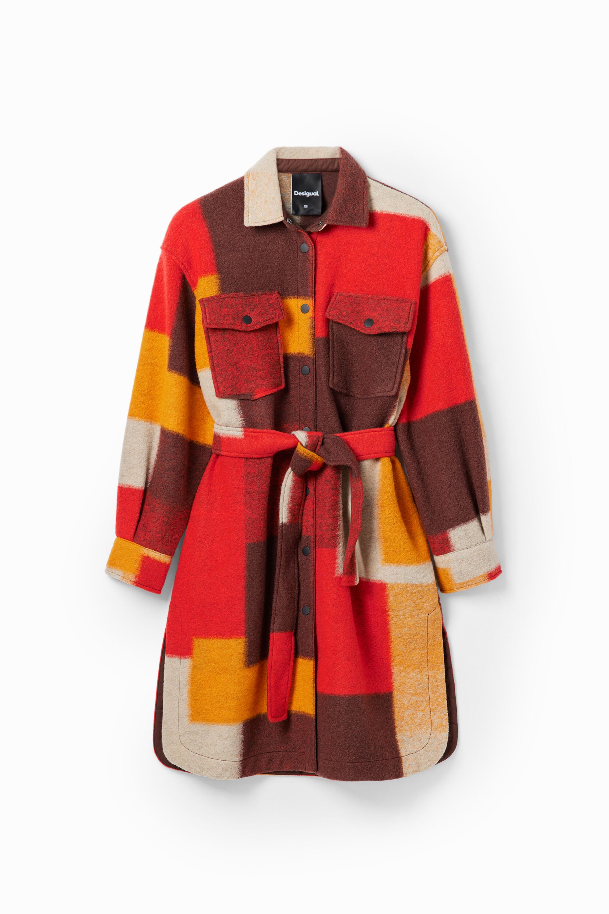 Desigual, Karierte Überhemd-Jacke, Damen, Orange, M