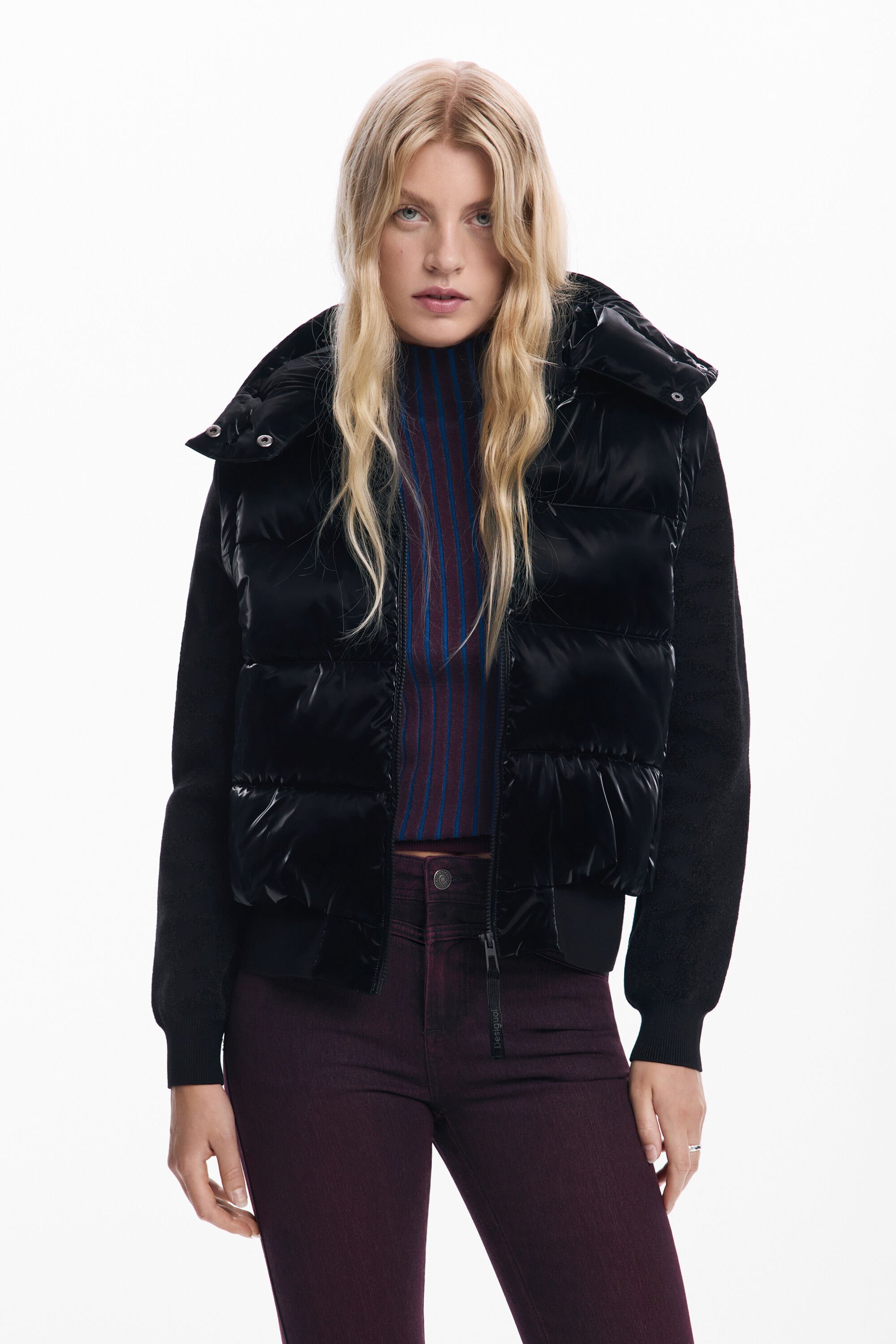 Desigual, Glänzende wandelbare Steppjacke, Damen, Schwarz, M