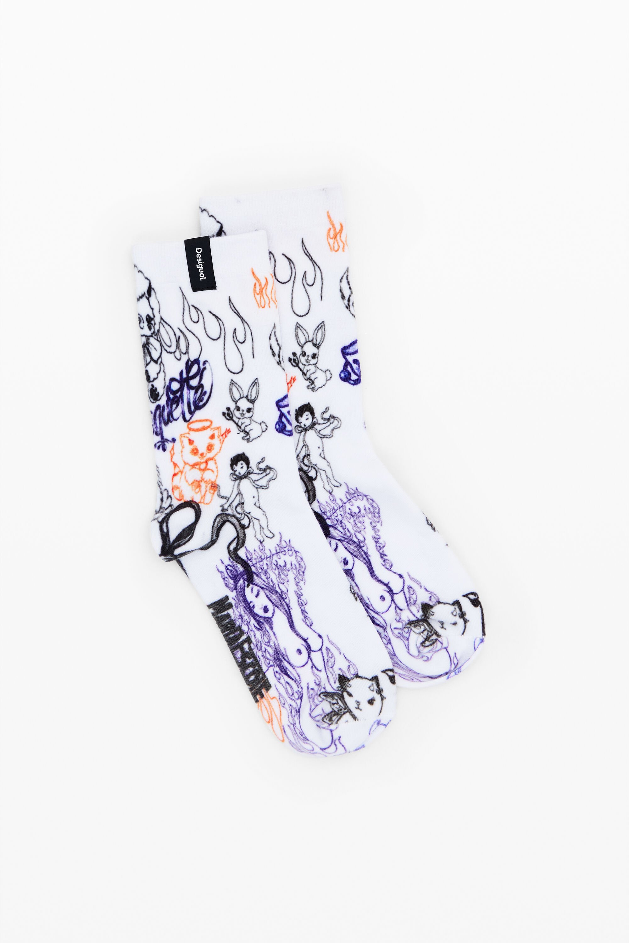 Desigual, Bolimanía Socken María Escoté., Damen, Polyester, Weiß, U