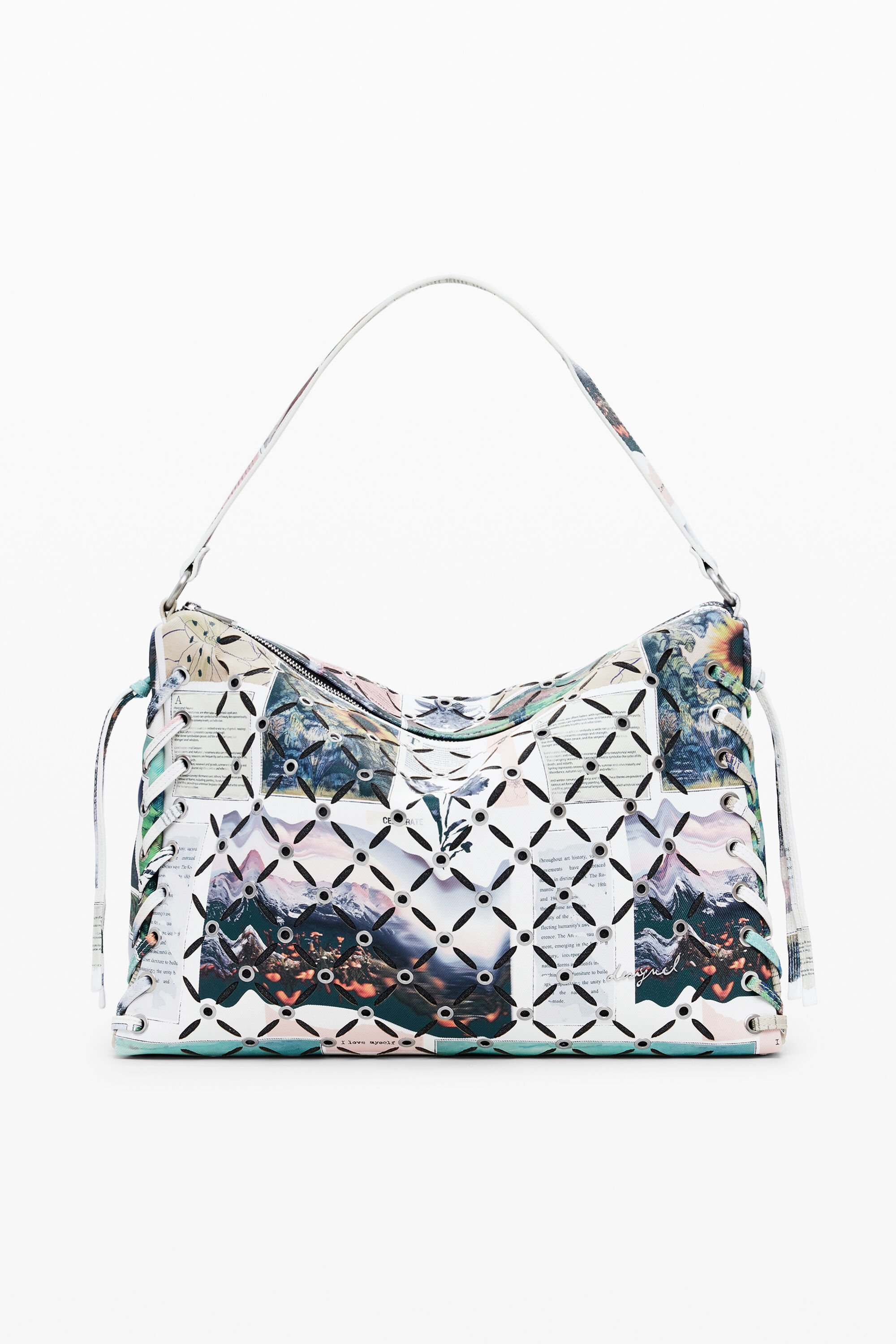 Desigual, Mittelgroße Umhängetasche mit Collage-Ausstanzung, Damen, Polyurethan, U