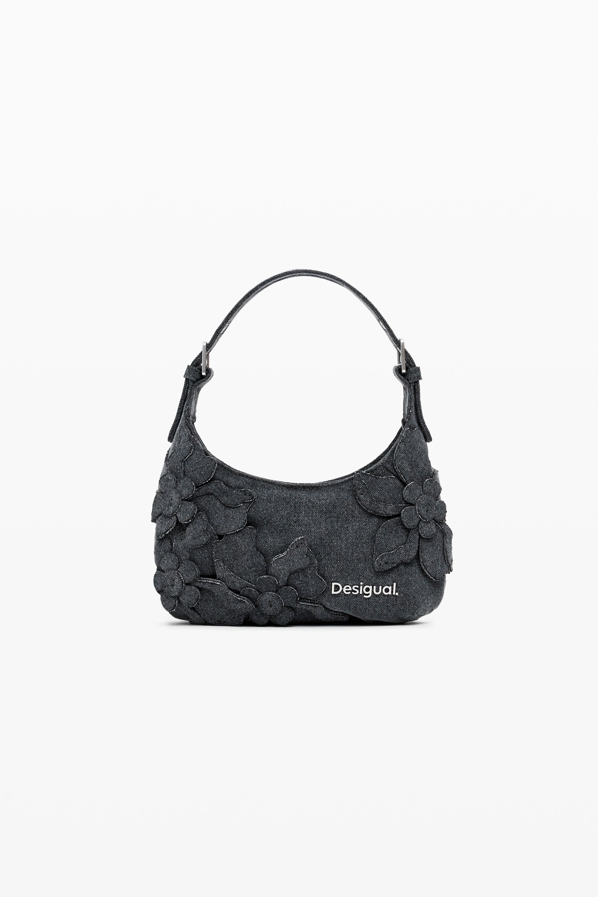 Desigual, Kleine Tasche mit Blumenapplikationen, Damen, Baumwolle, Schwarz, U
