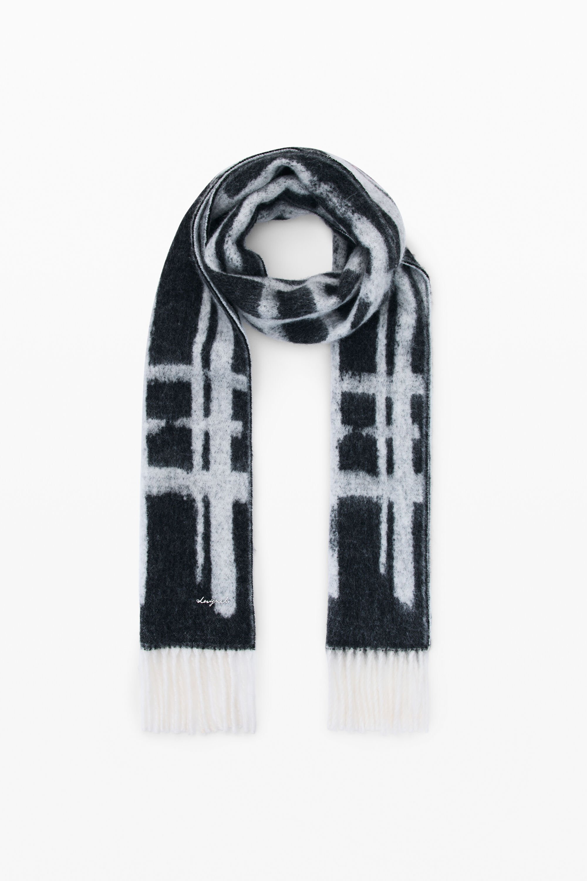 Desigual, Langer Schal mit Karomuster, Damen, Schwarz, U