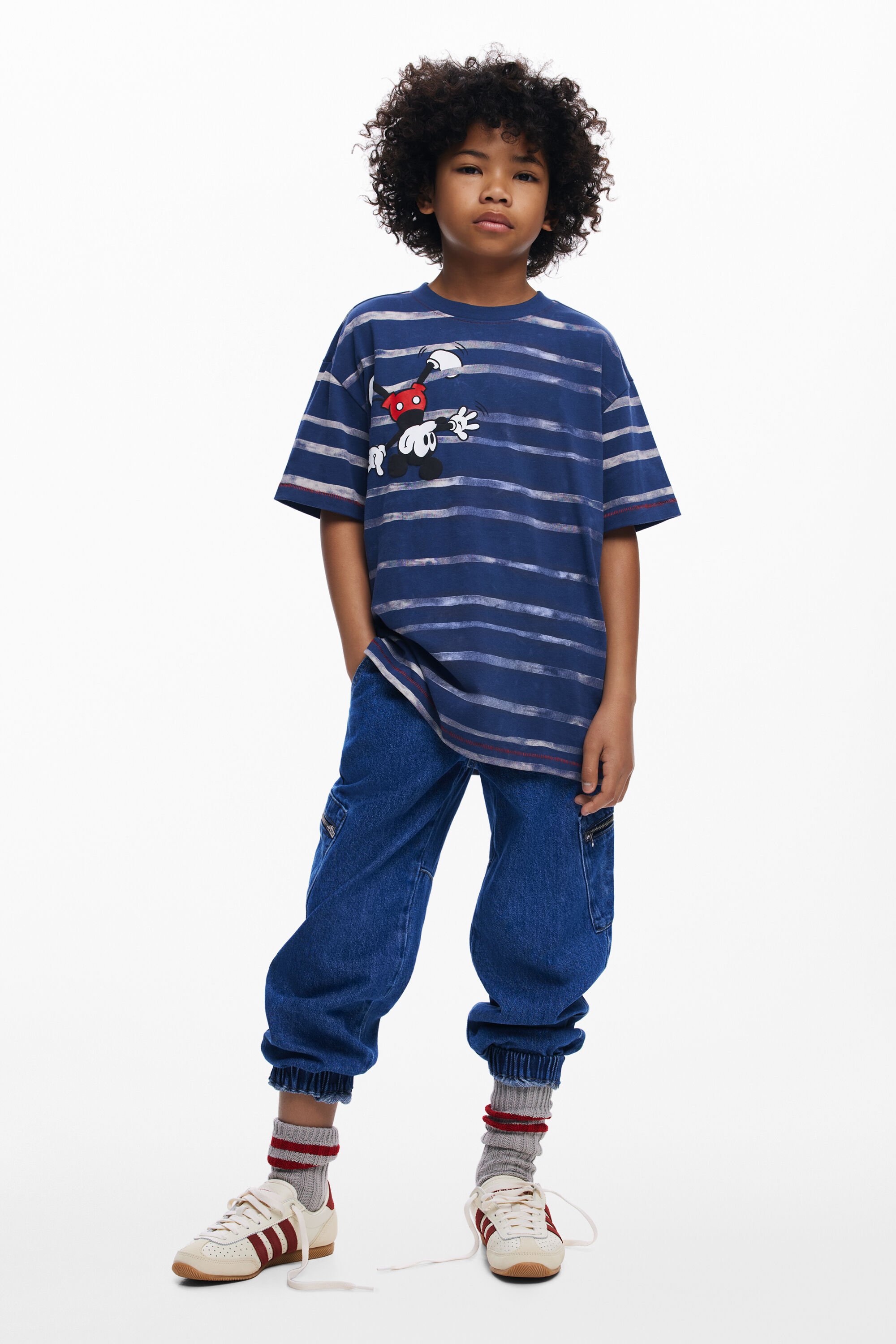 Desigual, Gestreiftes T-Shirt Mickey Mouse™, Kinder, Baumwolle, Blau, 7/8
