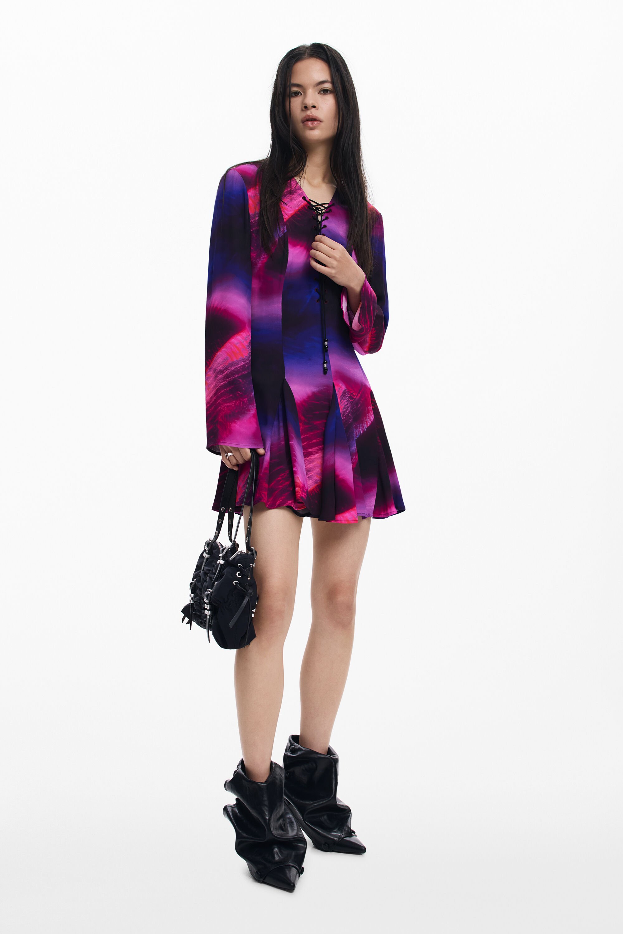 Desigual, Kleid mit Band-Ausschnitt, Damen, Viskose, Rot, S