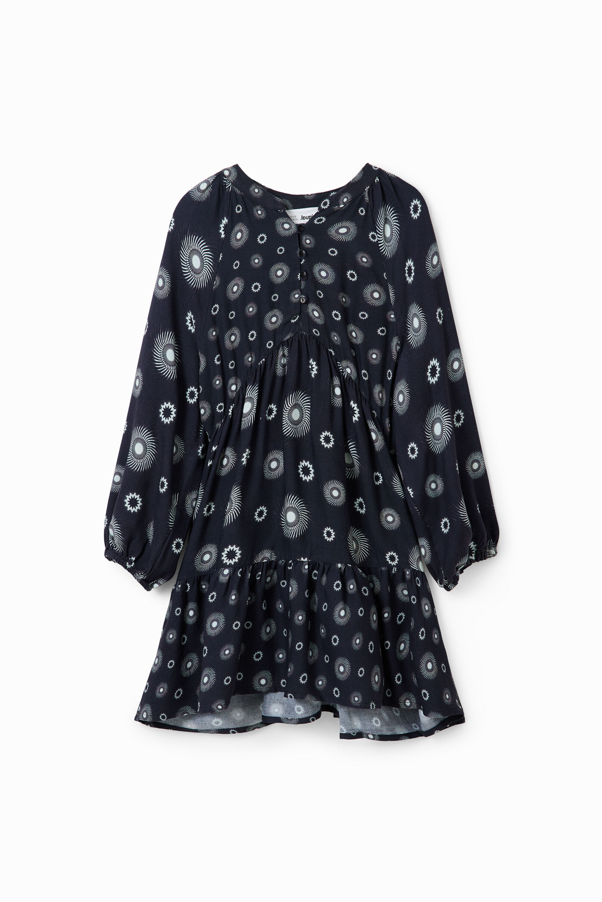 Desigual, Kleid geometrisches Muster, Kinder, Viskose, Schwarz, 7/8