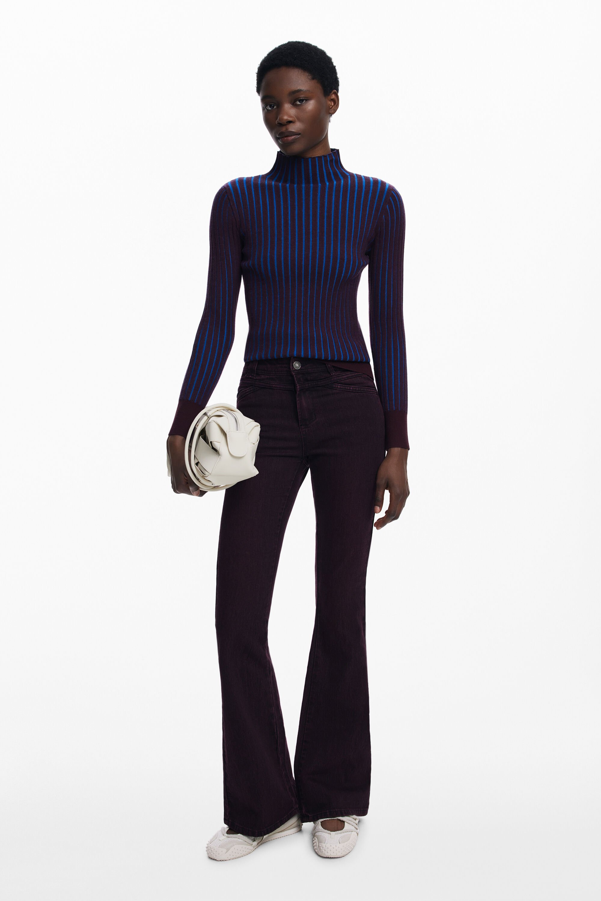 Desigual, Bordeauxfarbene Flare-Jeans, Damen, Rot, 42