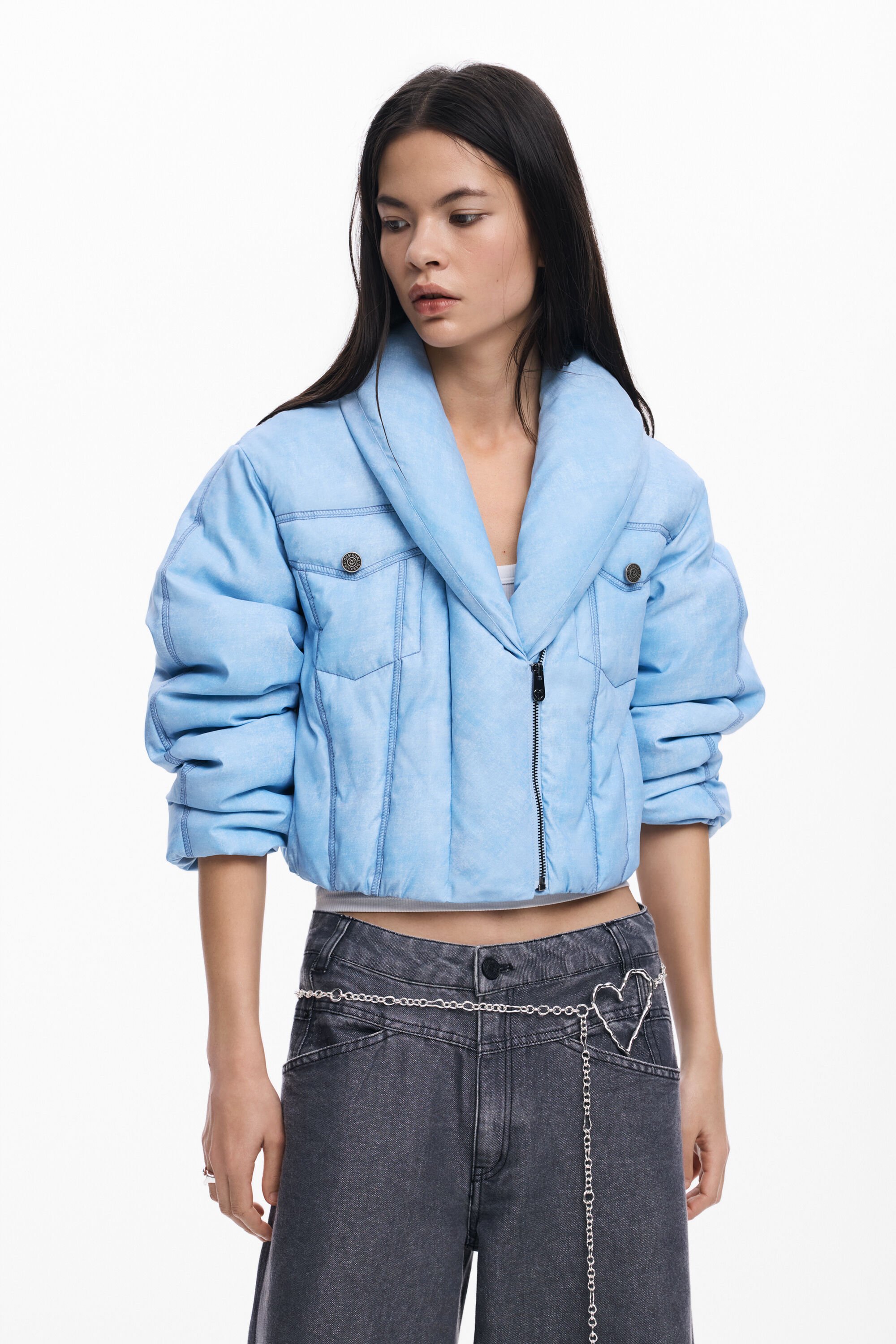 Desigual, Gesteppte Crop-Jacke, Damen, Blau, XS
