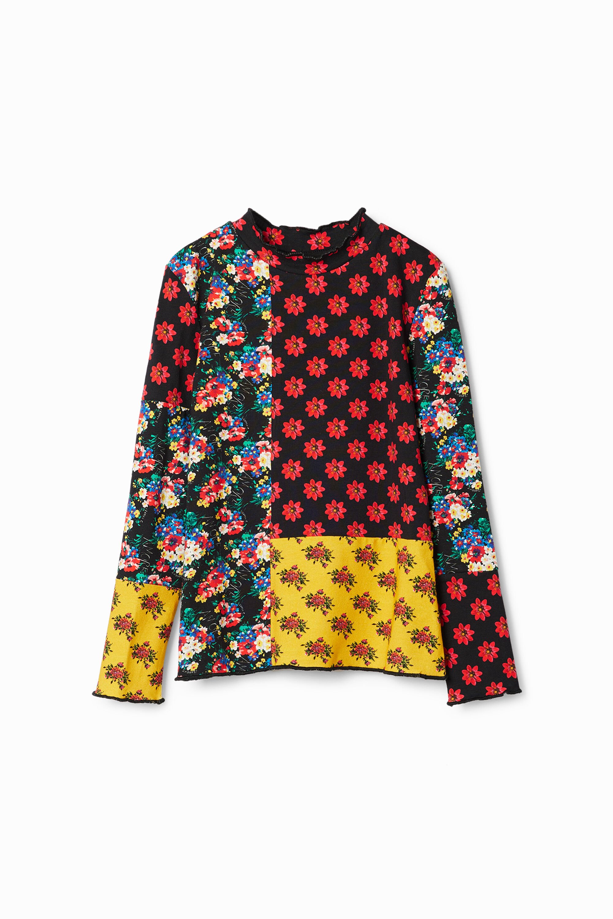 Desigual, Shirt mit Blumen-Patch, Baumwolle, Gelb, 11/12