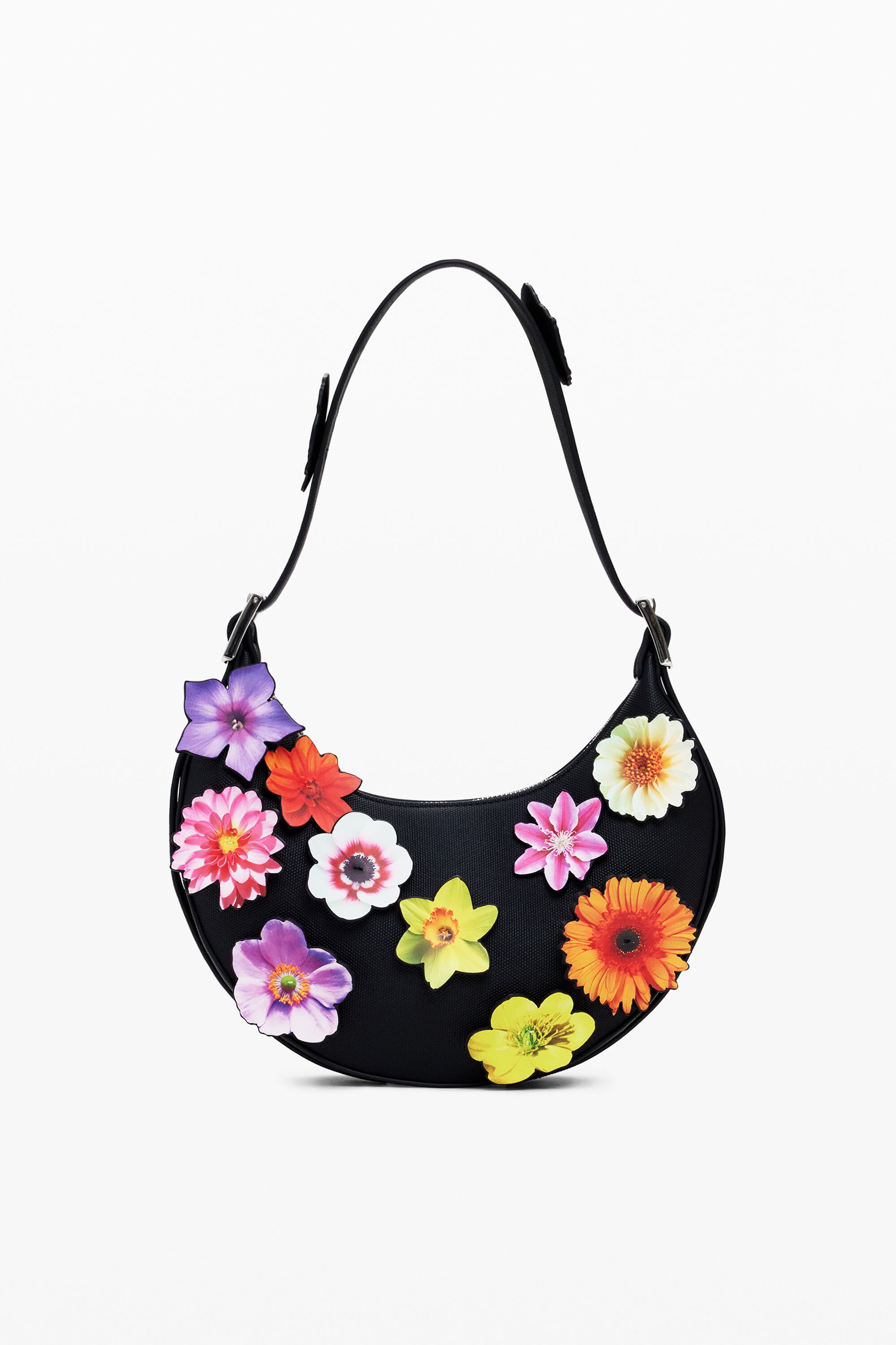 Desigual, Tyler McGillivary Tasche mit Blumenapplikationen, Damen, Polyurethan, Schwarz, U