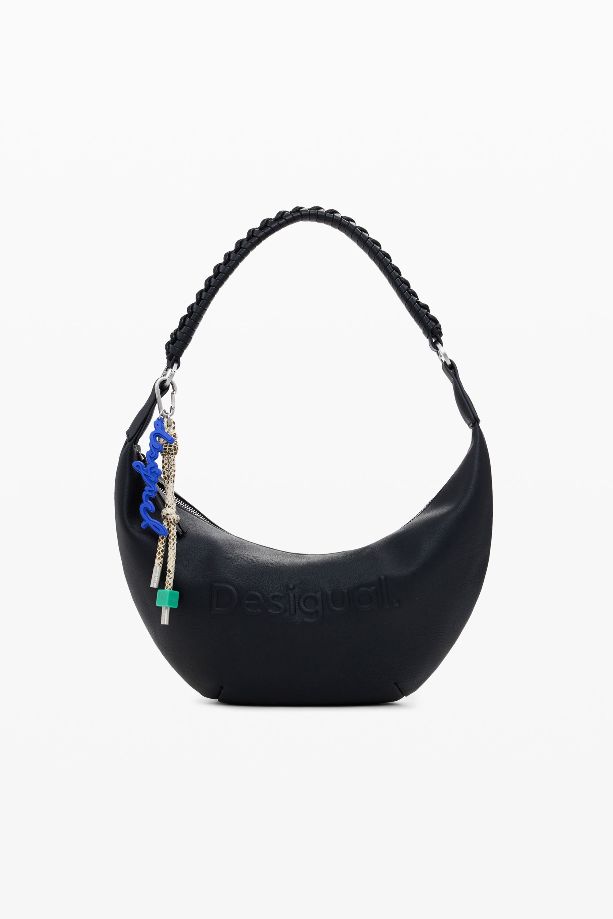 Desigual, Mittelgroße Tasche in Lederoptik mit 3D-Logo, Damen, Polyurethan, Schwarz, U
