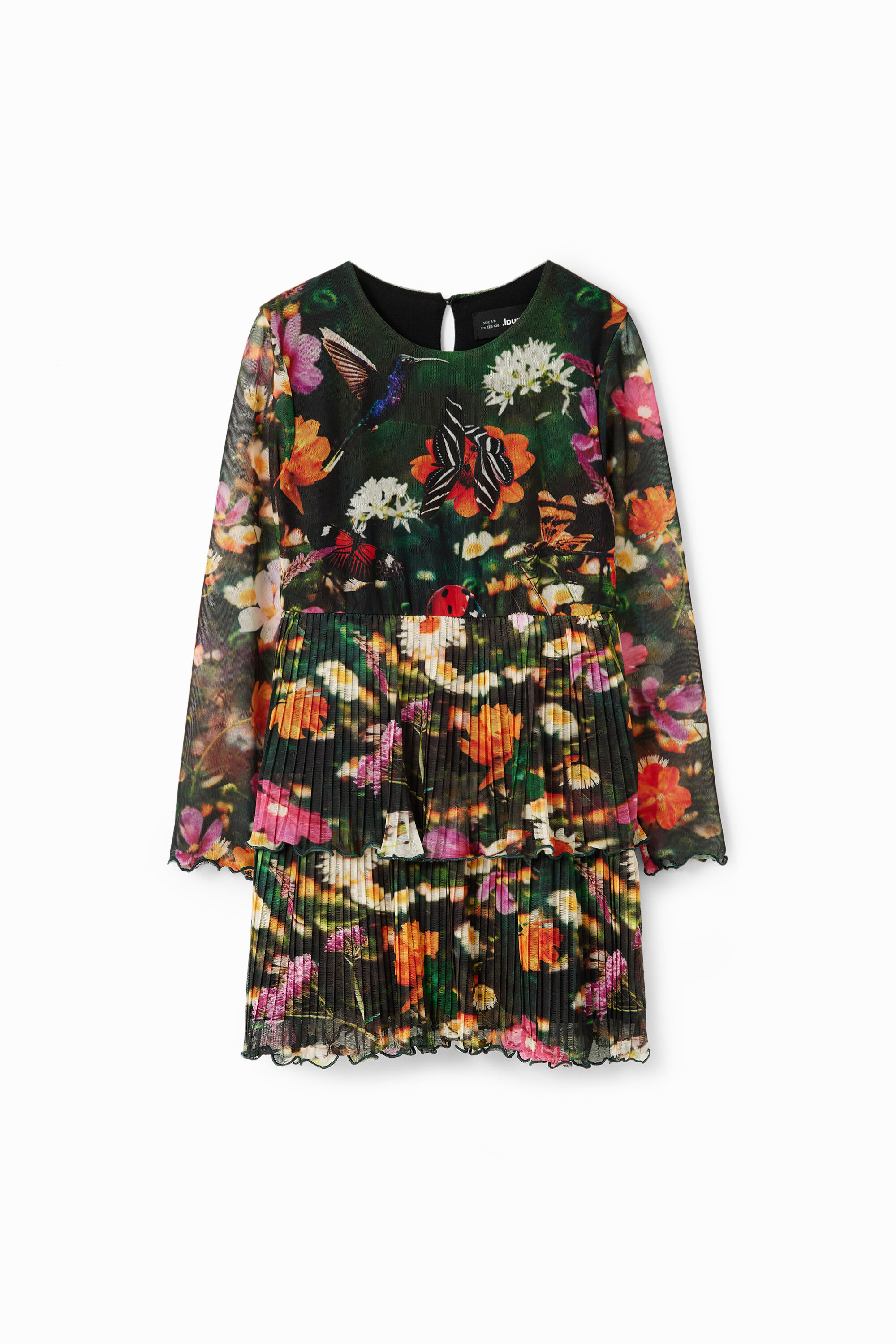 Desigual, Kleid Tüll Blumen, Kinder, Polyester, GrüN, 9/10