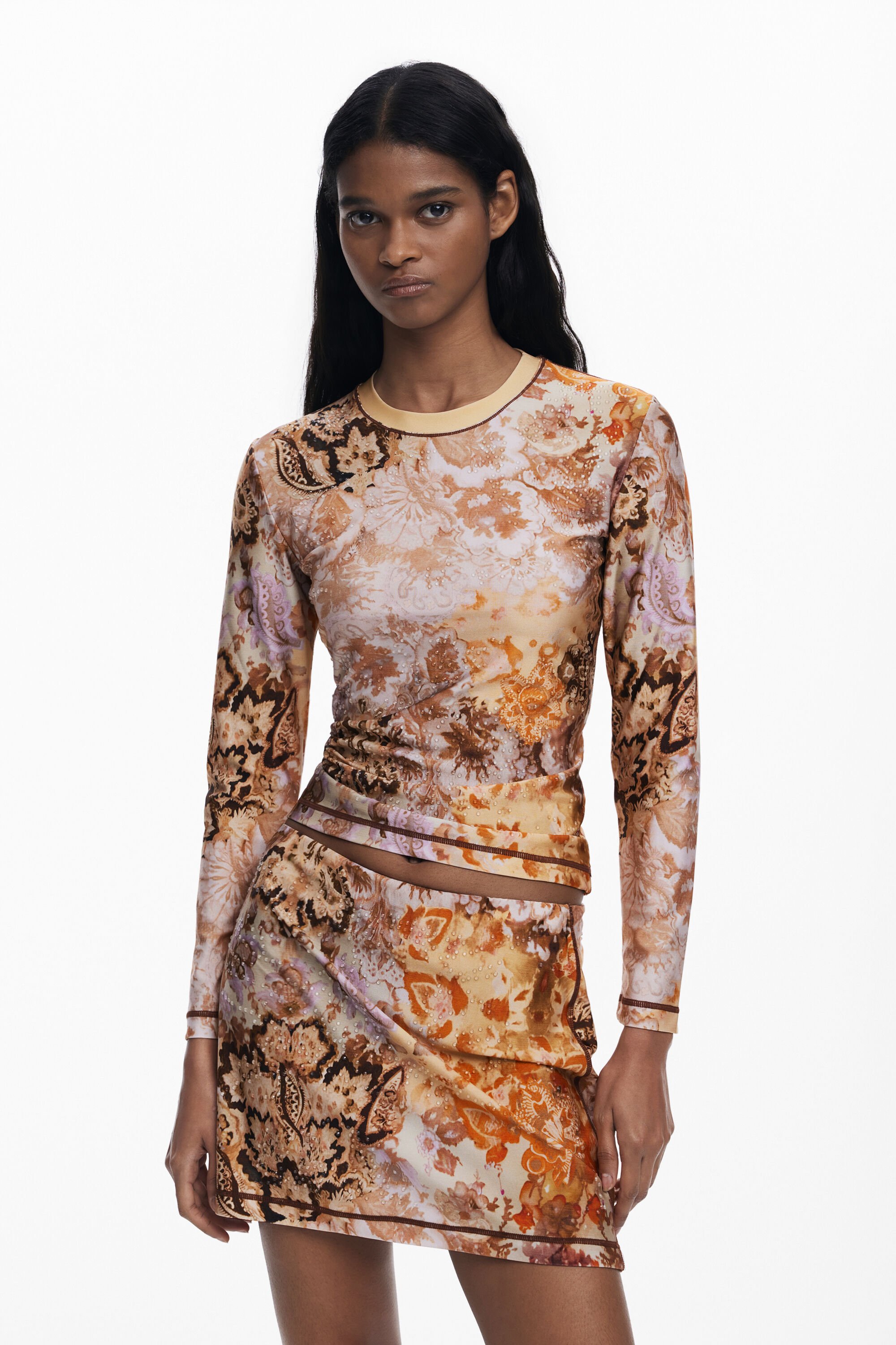 Desigual, Romantisches T-Shirt mit Applikationen, Damen, Orange, L